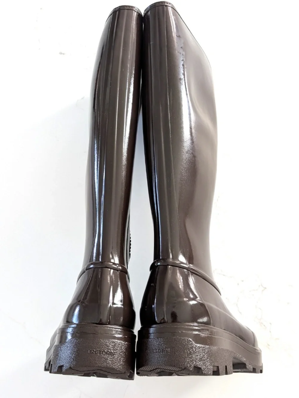 KASSL Editions x Tretorn Tijntje Tall Rain Boots Shiny Coffee Brown EU 39 US 8
